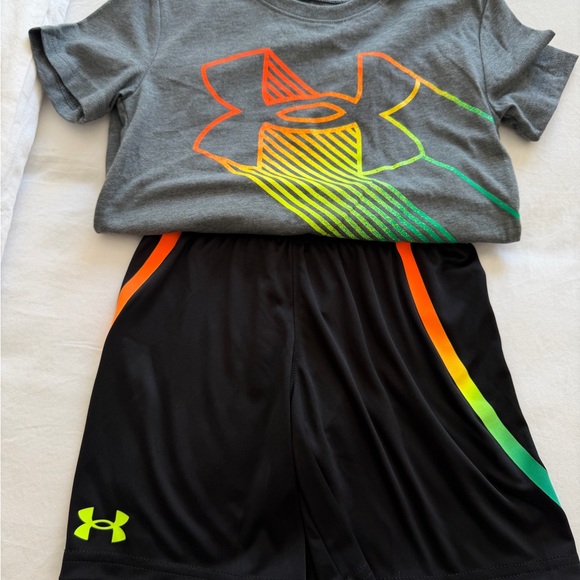 Under Armour Kids' Active Tee - Neon Yellow/Gray/Teal - Picture 6 of 6